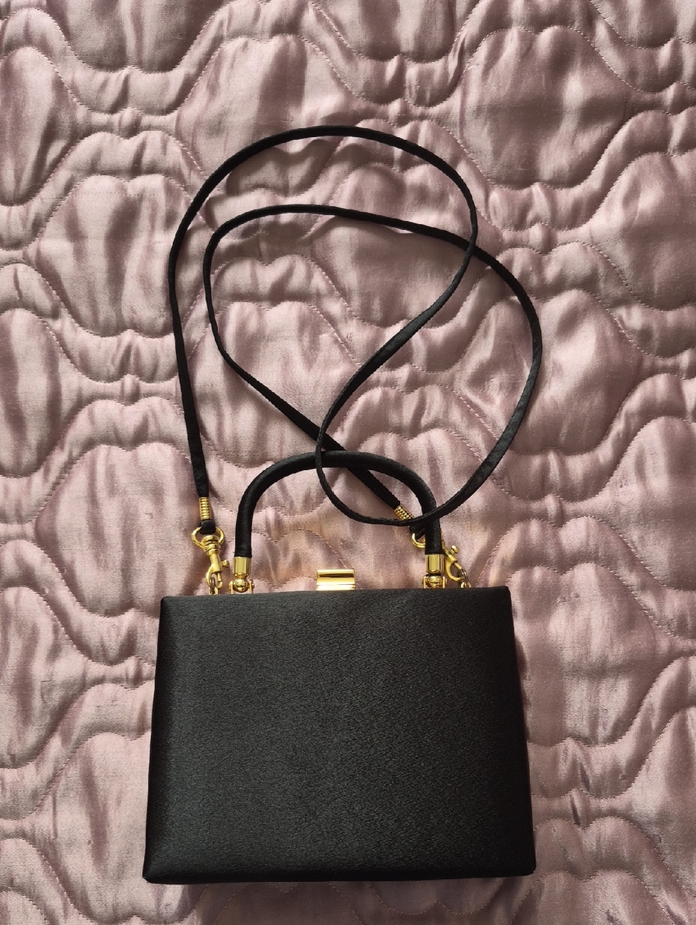 Classic Black Crossbody Bag with Gold Hardware
